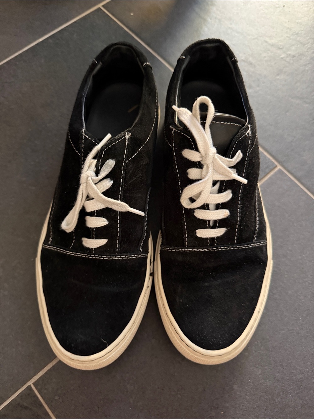 Common Projects Black Suede Sneakers with White Laces